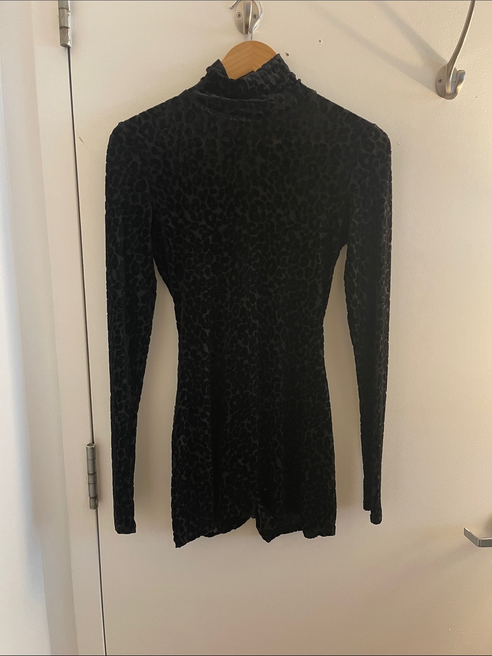 Black Velvet Long-Sleeve Mock Neck Top
